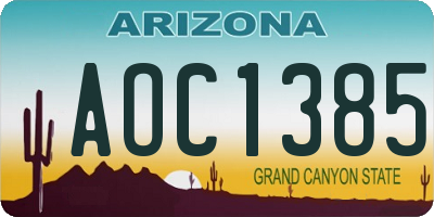 AZ license plate AOC1385