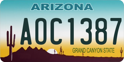 AZ license plate AOC1387