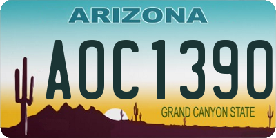 AZ license plate AOC1390