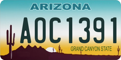 AZ license plate AOC1391