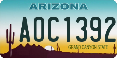 AZ license plate AOC1392