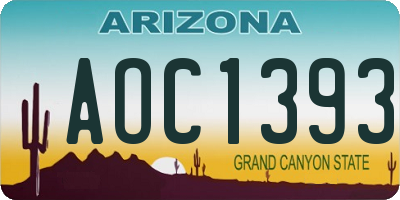AZ license plate AOC1393