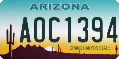 AZ license plate AOC1394
