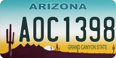 AZ license plate AOC1398
