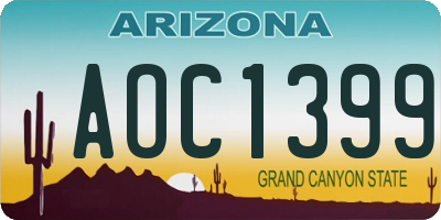 AZ license plate AOC1399