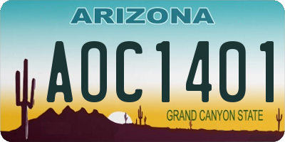 AZ license plate AOC1401