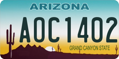 AZ license plate AOC1402