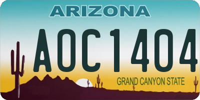 AZ license plate AOC1404