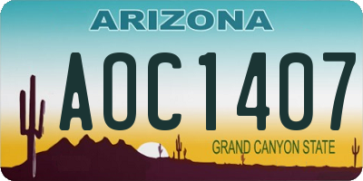 AZ license plate AOC1407