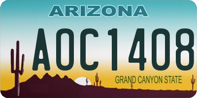 AZ license plate AOC1408