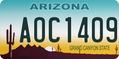 AZ license plate AOC1409