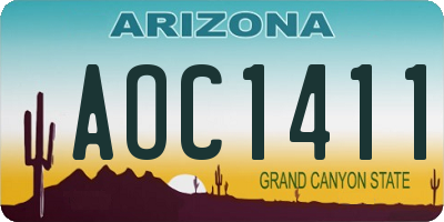 AZ license plate AOC1411