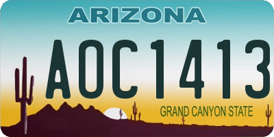 AZ license plate AOC1413