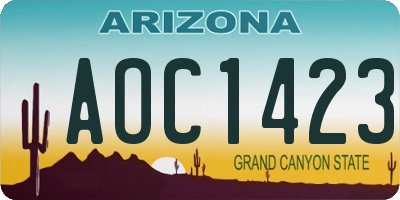 AZ license plate AOC1423