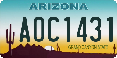 AZ license plate AOC1431