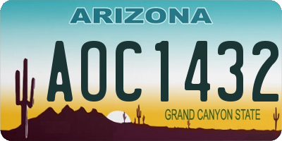 AZ license plate AOC1432