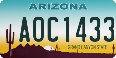 AZ license plate AOC1433