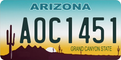 AZ license plate AOC1451