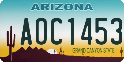 AZ license plate AOC1453