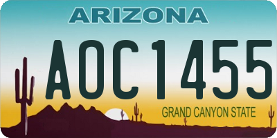 AZ license plate AOC1455
