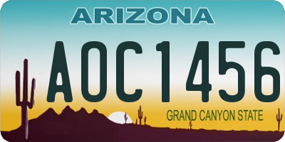 AZ license plate AOC1456
