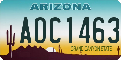 AZ license plate AOC1463