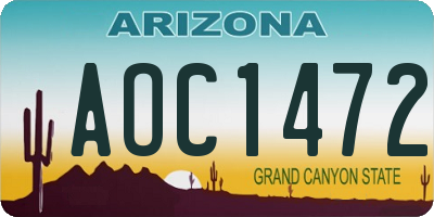 AZ license plate AOC1472