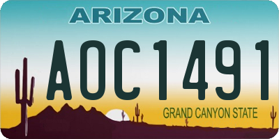 AZ license plate AOC1491