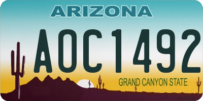 AZ license plate AOC1492