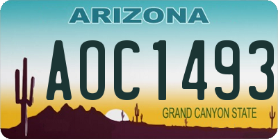 AZ license plate AOC1493