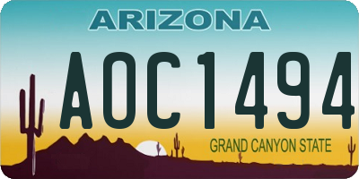 AZ license plate AOC1494