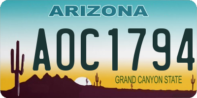 AZ license plate AOC1794