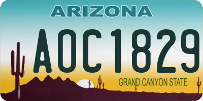 AZ license plate AOC1829