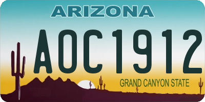 AZ license plate AOC1912