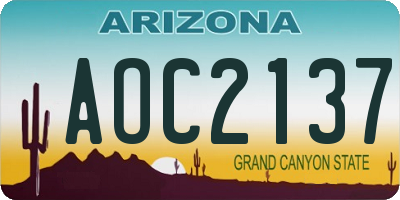 AZ license plate AOC2137