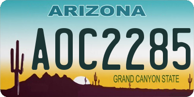 AZ license plate AOC2285