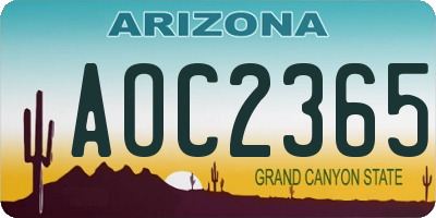 AZ license plate AOC2365