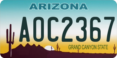 AZ license plate AOC2367