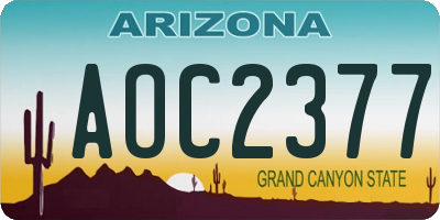 AZ license plate AOC2377