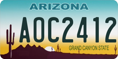 AZ license plate AOC2412