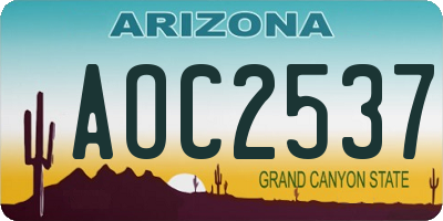 AZ license plate AOC2537