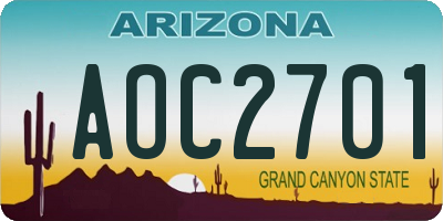 AZ license plate AOC2701
