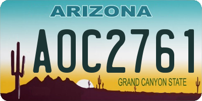 AZ license plate AOC2761
