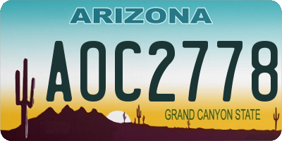 AZ license plate AOC2778