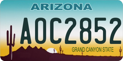 AZ license plate AOC2852