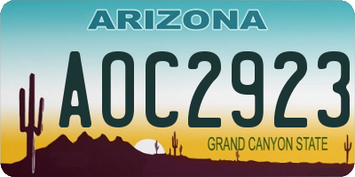 AZ license plate AOC2923