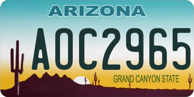 AZ license plate AOC2965