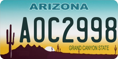 AZ license plate AOC2998