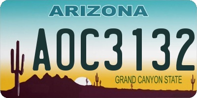 AZ license plate AOC3132