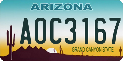 AZ license plate AOC3167